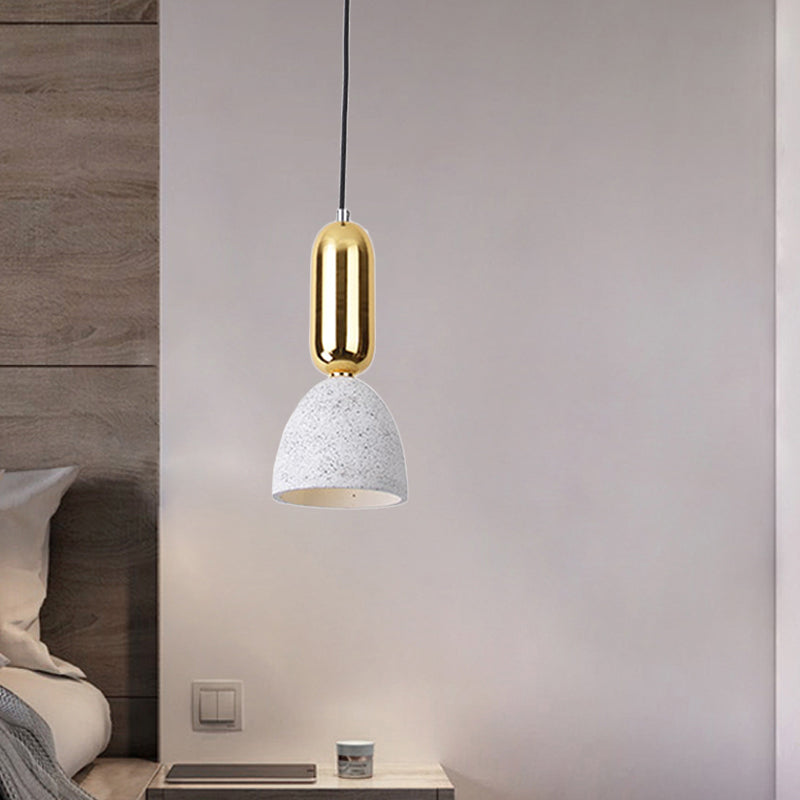 Domed Terrazzo Pendant: White/Black/Pink Light Fixture For Dining Rooms White