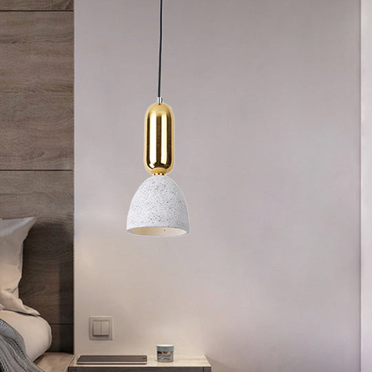 Domed Terrazzo Pendant: White/Black/Pink Light Fixture For Dining Rooms White