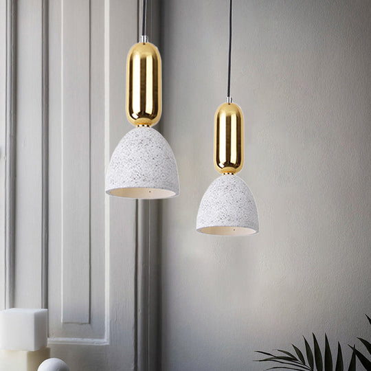 Domed Terrazzo Pendant: White/Black/Pink Light Fixture For Dining Rooms