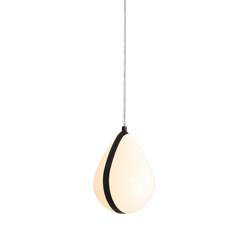 Modern White And Black Waterdrop Led Pendant Lamp With Acrylic Shade In White/Warm Light