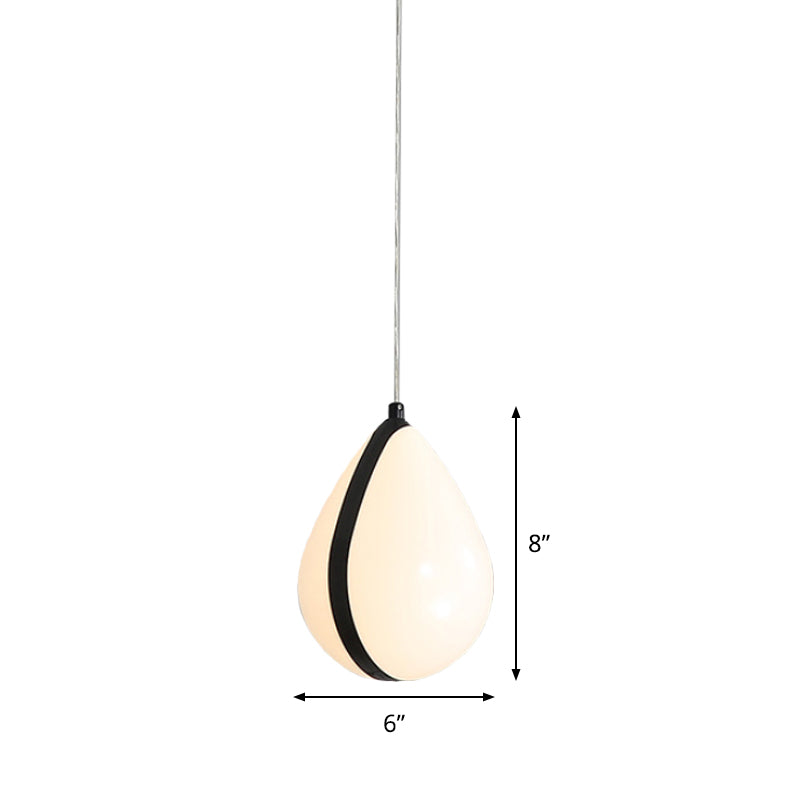 Modern White And Black Waterdrop Hanging Light - 1 Acrylic Led Pendant Lamp In White/Warm