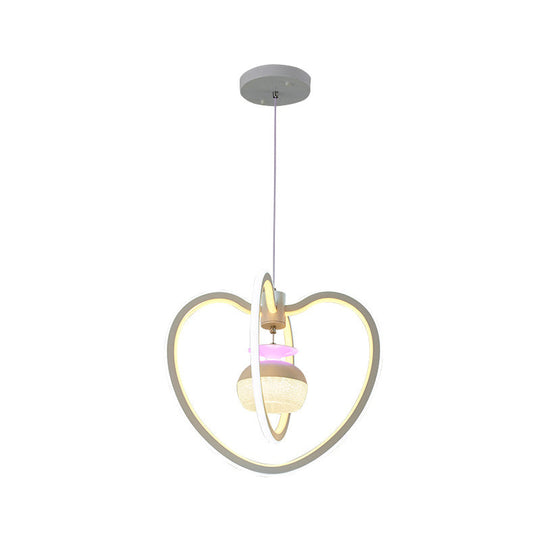 Minimalist Led Acrylic Heart Pendant Lamp With White Hanging Light Kit And Jar Design