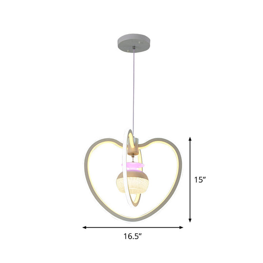 Minimalist Led Acrylic Heart Pendant Lamp With White Hanging Light Kit And Jar Design