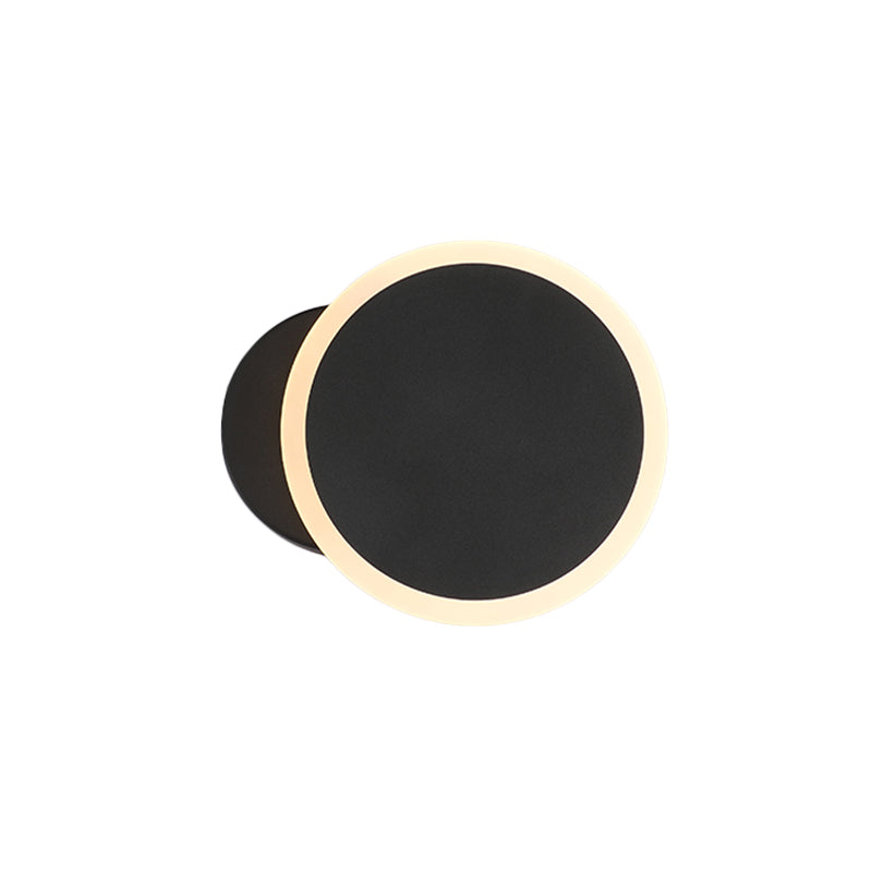 Minimalist White/Black Round Led Wall Sconce With Warm/White Light - Acrylic Mounted Lamp Fixture
