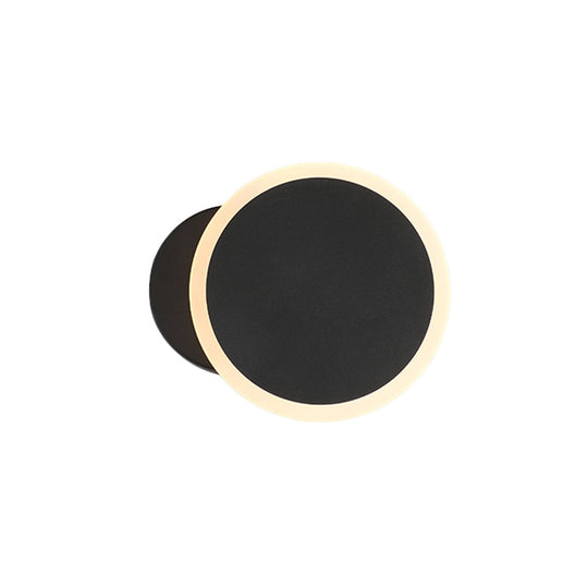 Minimalist White/Black Round Led Wall Sconce With Warm/White Light - Acrylic Mounted Lamp Fixture