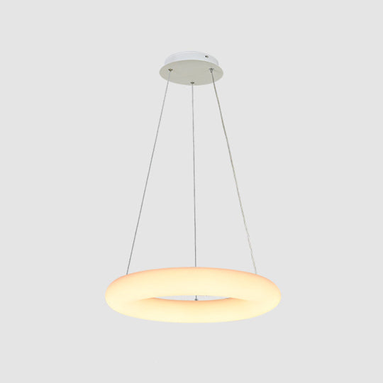 Modern White Vesicle Ring Led Pendant Chandelier Minimalist Acrylic Ceiling Light Over Table -