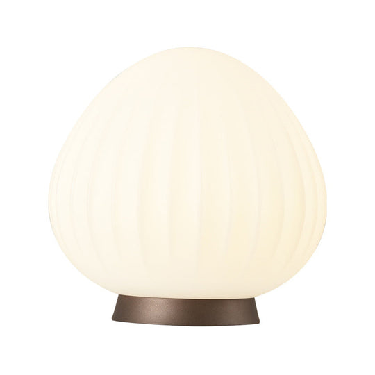 Peach Shaped Modernist Acrylic Night Table Light - White 1-Light Bedside Lamp