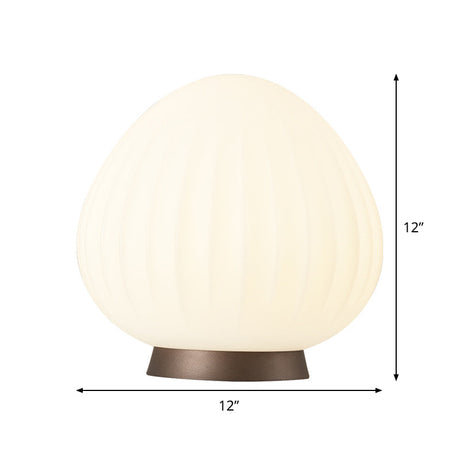 Peach Shaped Modernist Acrylic Night Table Light - White 1-Light Bedside Lamp