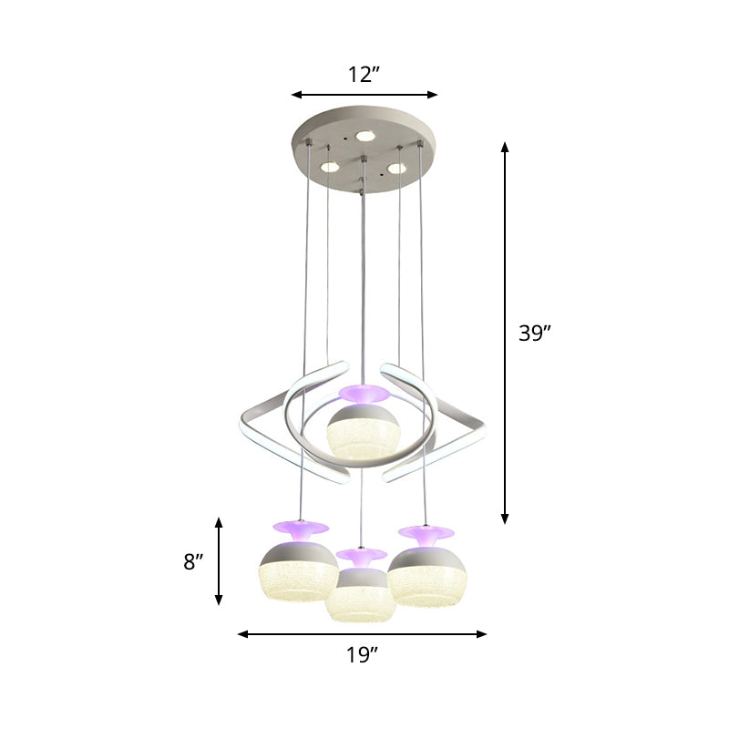 Modern Cup Shape Pendant: Acrylic 4-Head Led Suspension Light For Dining Room White With Twisted