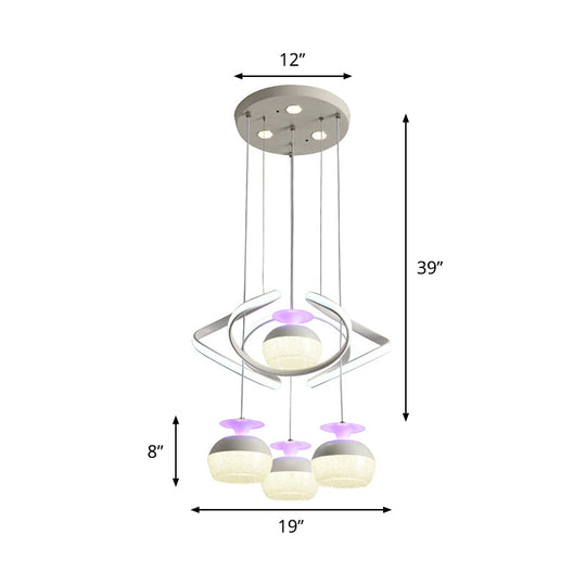 Modern Acrylic Pendant Light With 4 Head Cup Shape Led Suspension For Dining Room In White