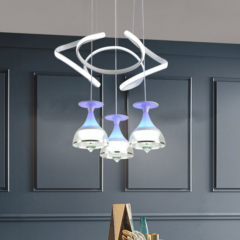 Modern Wine Cup Cluster Pendant With Acrylic Shade - White Waving Hanging Lamp
