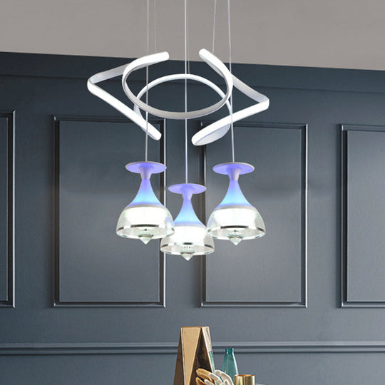 Modern Wine Cup Cluster Pendant With Acrylic Shade - White Waving Hanging Lamp