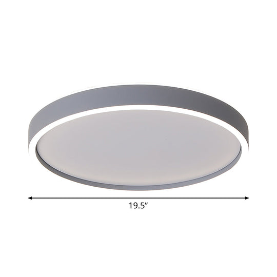 Modern Metallic Round Led Flushmount Ceiling Light White/Warm 16’/19.5’ Dia