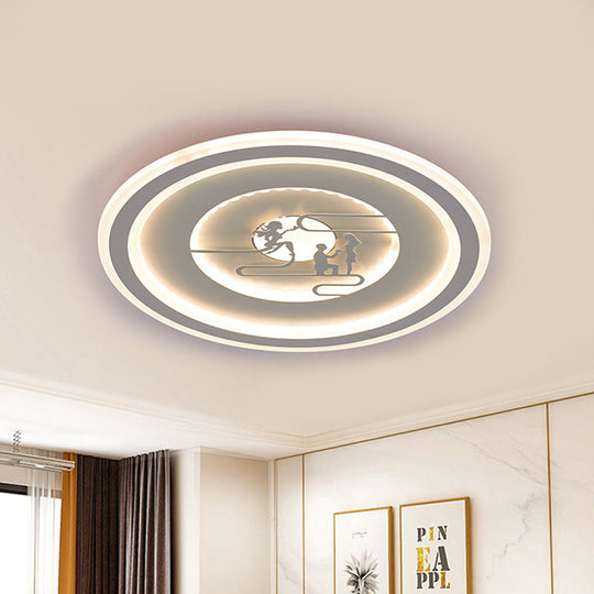 Minimalist Acrylic Led Flush Mount With Unique Lovers Pattern White