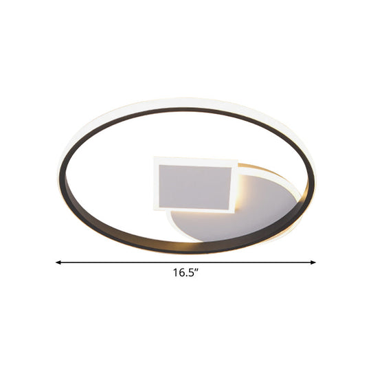 Simple Acrylic Led Flush Mount Ceiling Lamp Round And Square Design White-Black White/Warm Light