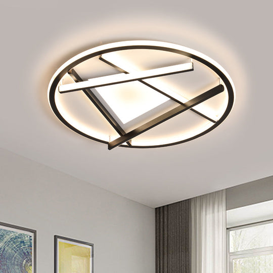 16’/19.5’ Acrylic Ring Led Flush Mount Ceiling Light In Black White/Warm / 16’ Warm