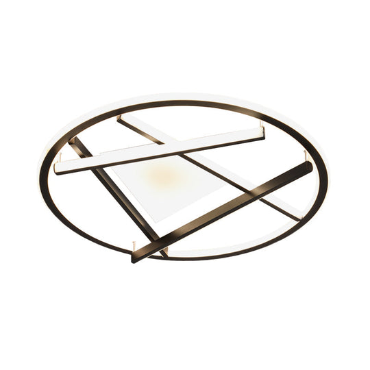 16’/19.5’ Acrylic Ring Led Flush Mount Ceiling Light In Black White/Warm