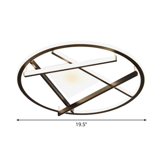 16’/19.5’ Acrylic Ring Led Flush Mount Ceiling Light In Black White/Warm