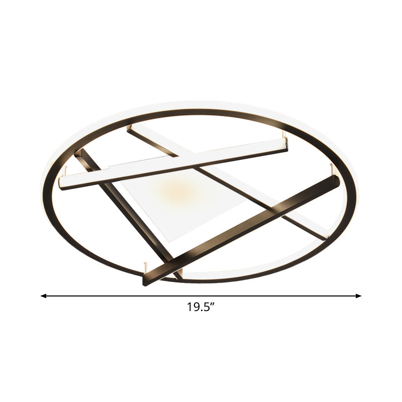 16/19.5 Acrylic Ring Led Flush Mount Ceiling Light In Black White/Warm