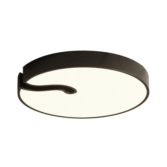 Modern Metallic Drum Flush Mount Led Ceiling Lamp In White/Black - 16’/19.5’ Dia