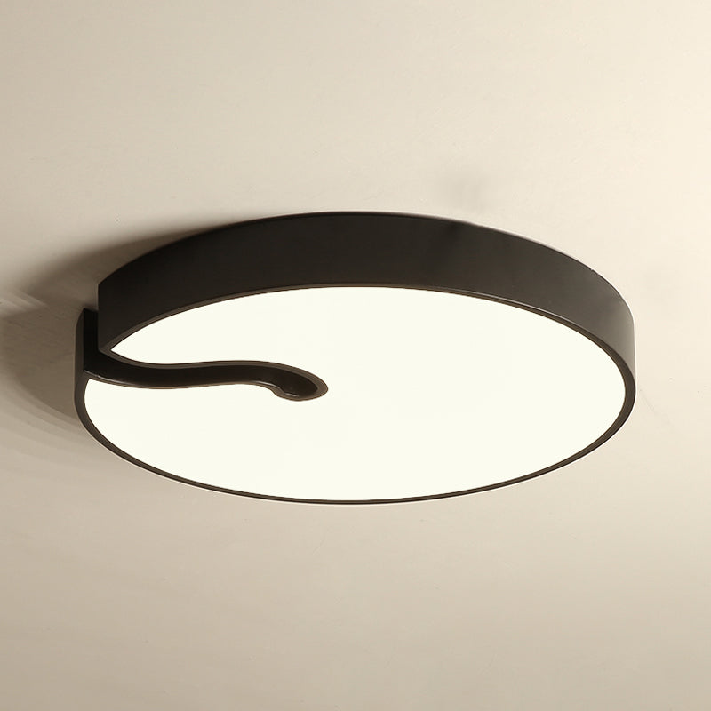 Modern Metallic Drum Flush Mount Led Ceiling Lamp In White/Black - 16/19.5 Dia