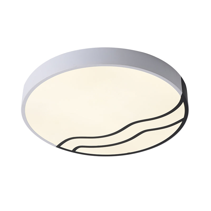 Minimalist Led Bedroom Ceiling Lamp In White/Gold And Black 16/14 Diameter