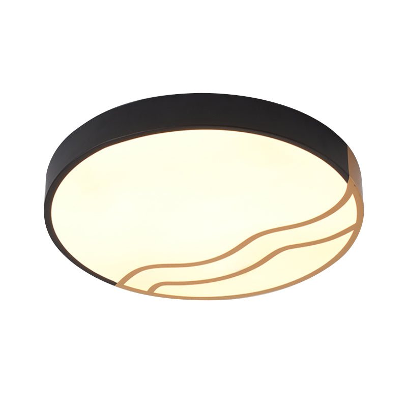 Minimalist Led Bedroom Ceiling Lamp In White/Gold And Black 16/14 Diameter