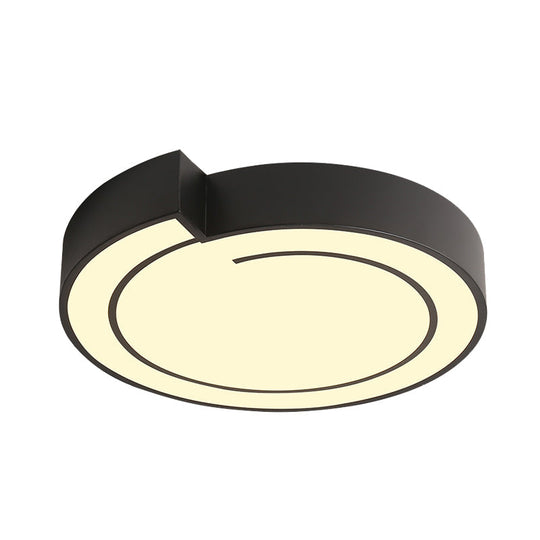 Minimalist Round Led Ceiling Flush Mount In Warm/White Light 18’/21.5’ Diameter White/Black