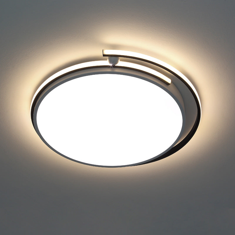 Minimalist Led Corridor Flush Mount Light Fixture - White Lamp With Circular Acrylic Shade