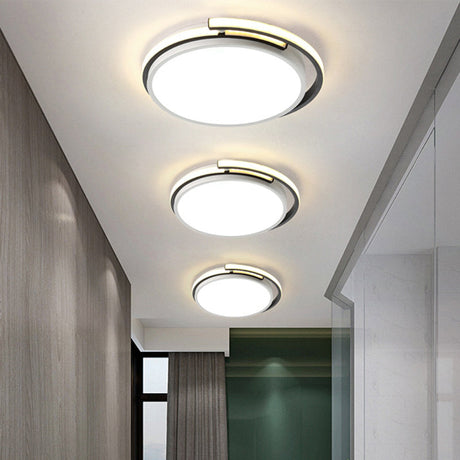 Minimalist Led Corridor Flush Mount Light Fixture - White Lamp With Circular Acrylic Shade