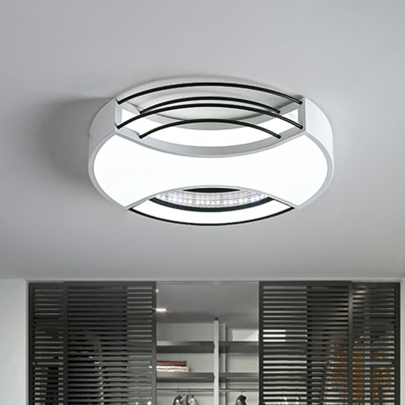 Modern Nordic Metal Black & White Led Flushmount Ceiling Lamp (18/21.5) - Warm/White Light