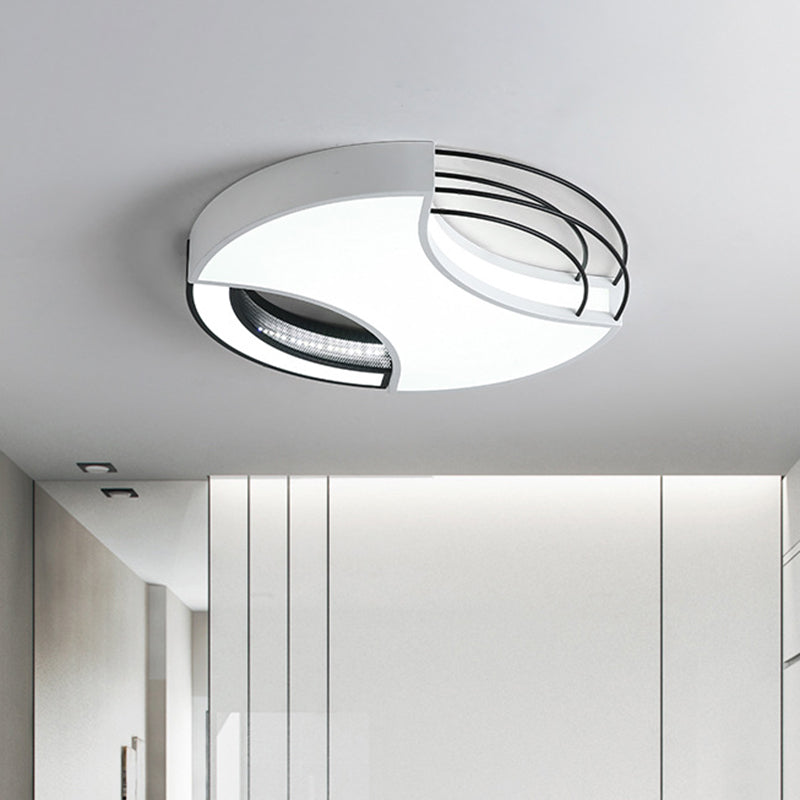 Modern Nordic Metal Black & White Led Flushmount Ceiling Lamp (18/21.5) - Warm/White Light