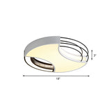 Modern Nordic Metal Black & White Led Flushmount Ceiling Lamp (18/21.5) - Warm/White Light