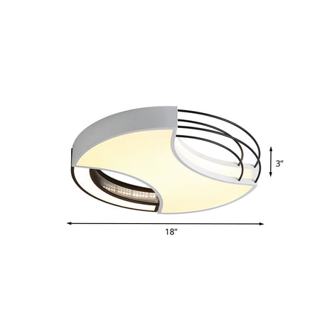 Modern Nordic Metal Black & White Led Flushmount Ceiling Lamp (18/21.5) - Warm/White Light