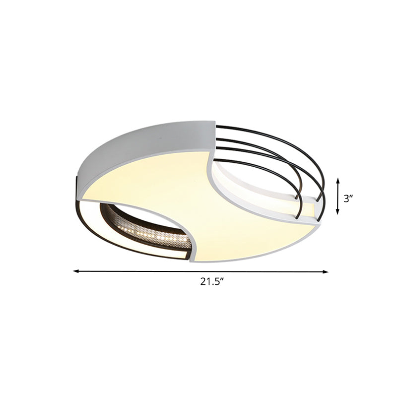 Modern Nordic Metal Black & White Led Flushmount Ceiling Lamp (18/21.5) - Warm/White Light