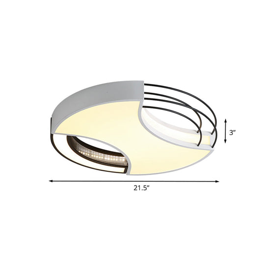 Modern Nordic Metal Black & White Led Flushmount Ceiling Lamp (18/21.5) - Warm/White Light