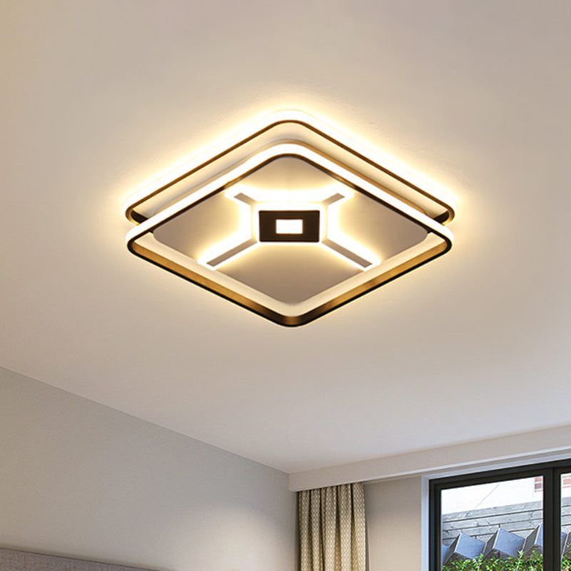 Modern Led Bedroom Ceiling Flush Mount Light Fixture With Acrylic Shade In White/Warm - Black / Warm
