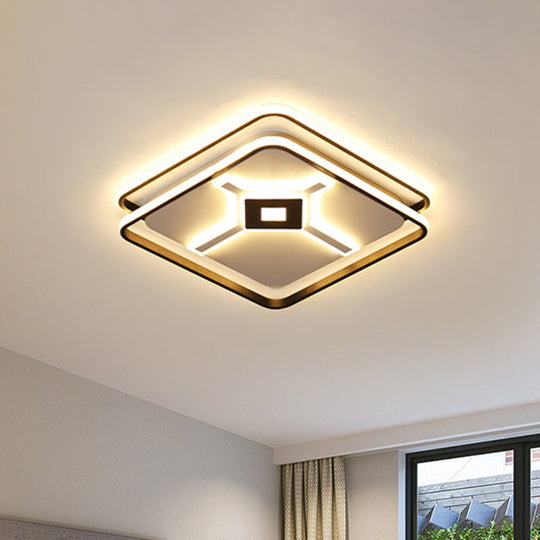 Modern Led Bedroom Ceiling Flush Mount Light Fixture With Acrylic Shade In White/Warm - Black / Warm