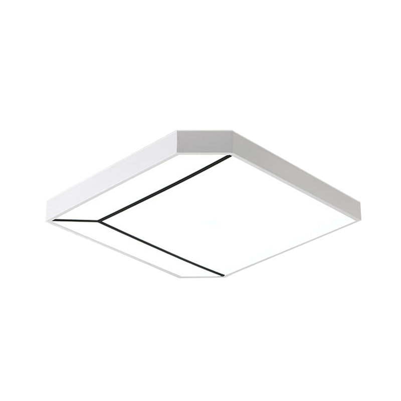 Modern Square Flush Led Ceiling Light In White/Warm - 19’/24’ Metallic For Living Room
