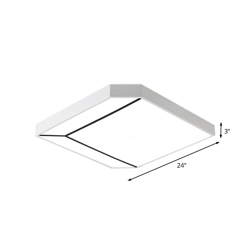 Modern Square Flush Led Ceiling Light In White/Warm - 19’/24’ Metallic For Living Room