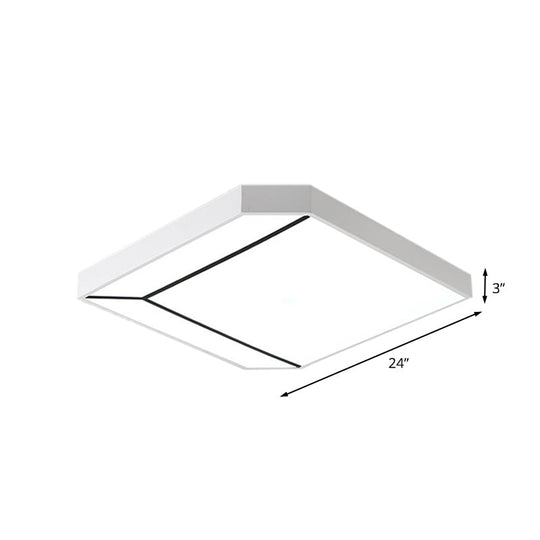 Modern Square Flush Led Ceiling Light In White/Warm - 19/24 Metallic For Living Room