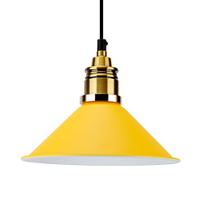 Modern Conic Pendant Light With Metal Shade In Black/Grey/White For Dining Room Yellow