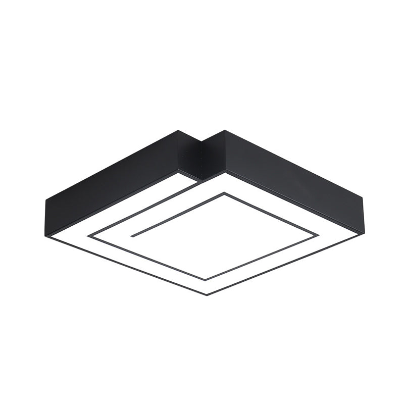Iron Square Led Flush Mount Lighting - 18/21.5 White/Black Bedroom White/Warm Light