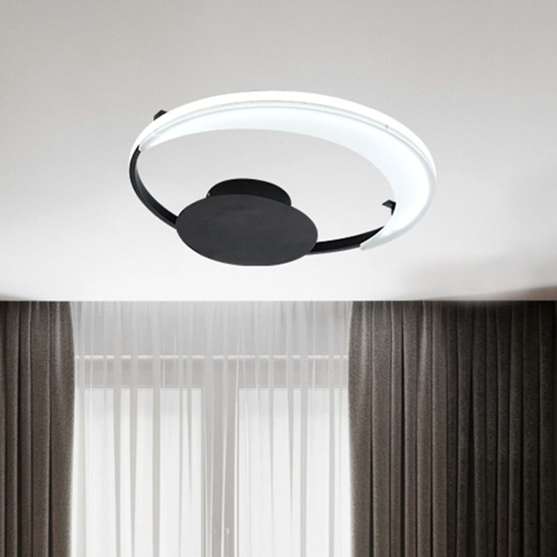 Contemporary Led Bedroom Ceiling Flush Mount With Acrylic Shade In Black 16.5/20.5 Wide