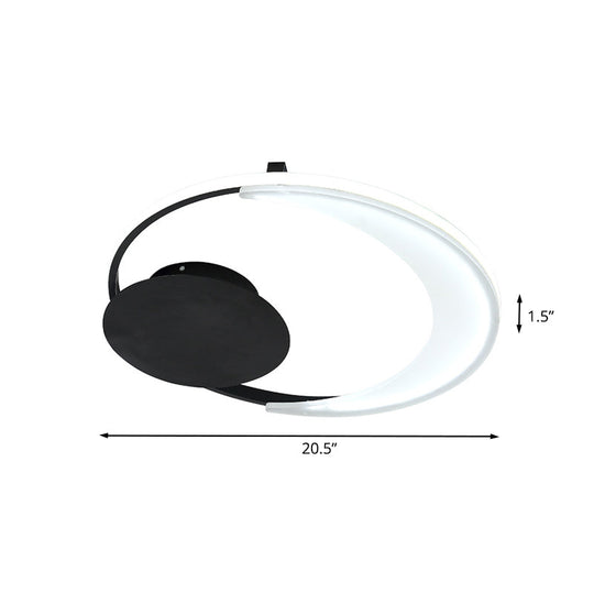 Contemporary Led Bedroom Ceiling Flush Mount With Acrylic Shade In Black 16.5/20.5 Wide