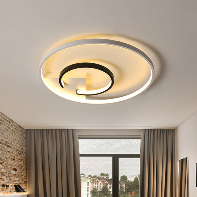 Acrylic 2 - Hoop Led Flushmount Ceiling Light Fixture - 16’/19.5’ White/Black Bedroom Lighting