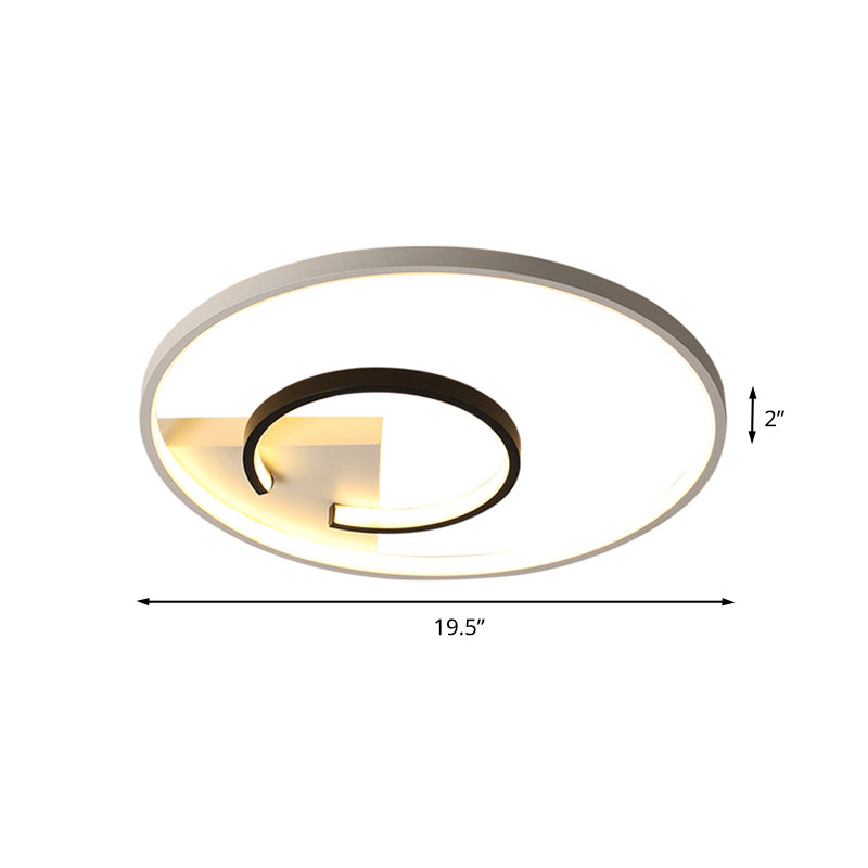 Acrylic 2 - Hoop Led Flushmount Ceiling Light Fixture - 16’/19.5’ White/Black Bedroom Lighting