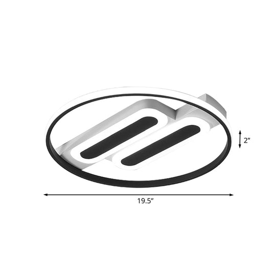 Halo Bedroom Ceiling Led Flush-Mount Light Fixture - 16 And 19.5 Dia Double Rectangle Canopy Black