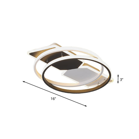 Modernist Acrylic Flushmount Led Ceiling Light For Bedroom - 16/19.5 Black
