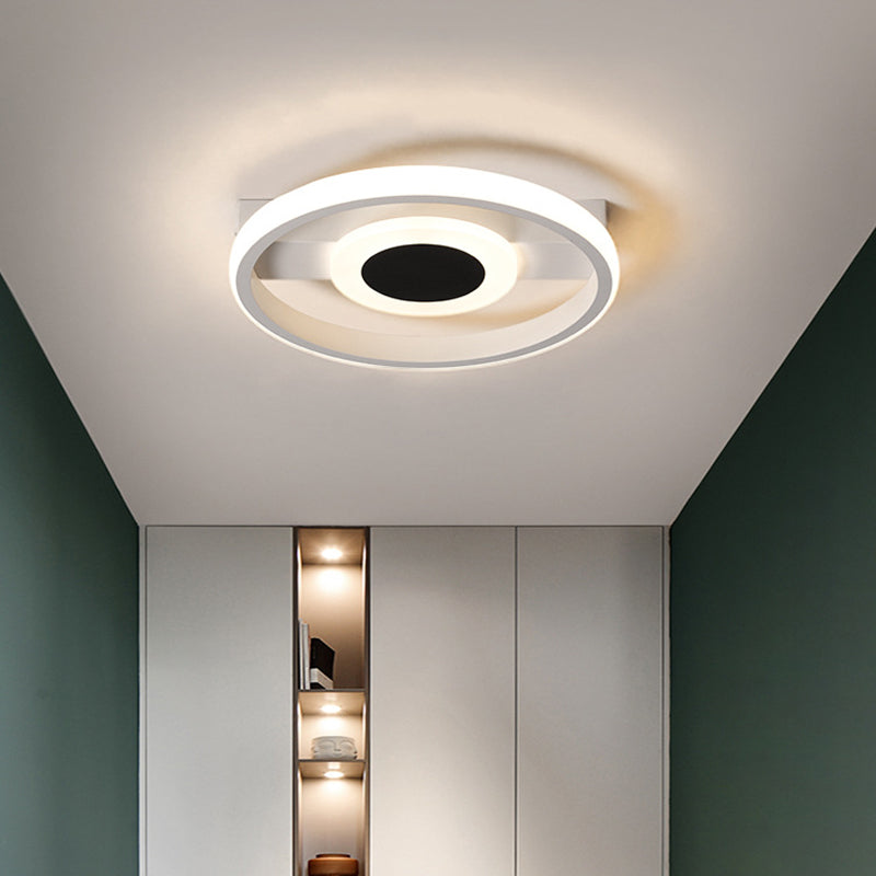 Modern Led Flush Mount Ceiling Light With Acrylic Shade In Warm/White - White Halo Design